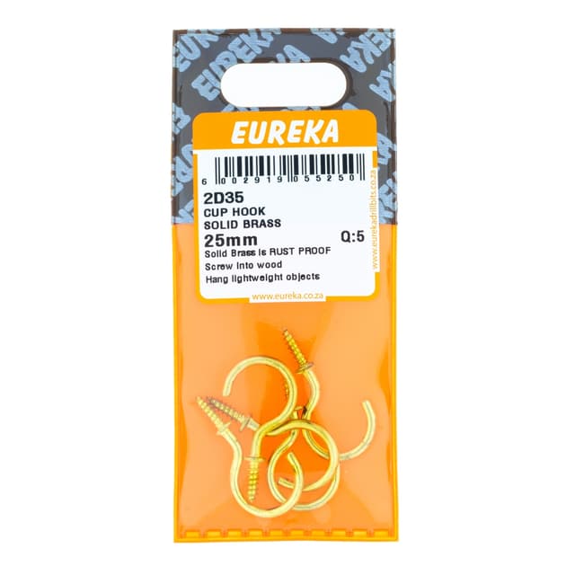 Eureka Home & General Hook Cup Solid Brass 25mm Q:5
