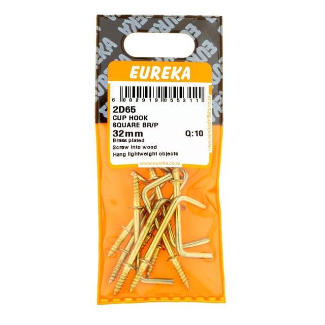 Eureka Home & General Hook Cup Square Br/p 32mm Q:10