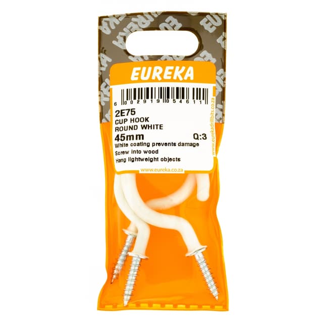 Eureka Home & General Hook Cup Round Wht 45mm Q:3