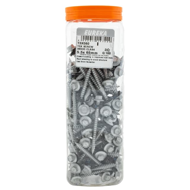 Eureka Roof & Metal Screw Tek Wood Clas4 5.5x 65mm Q:100
