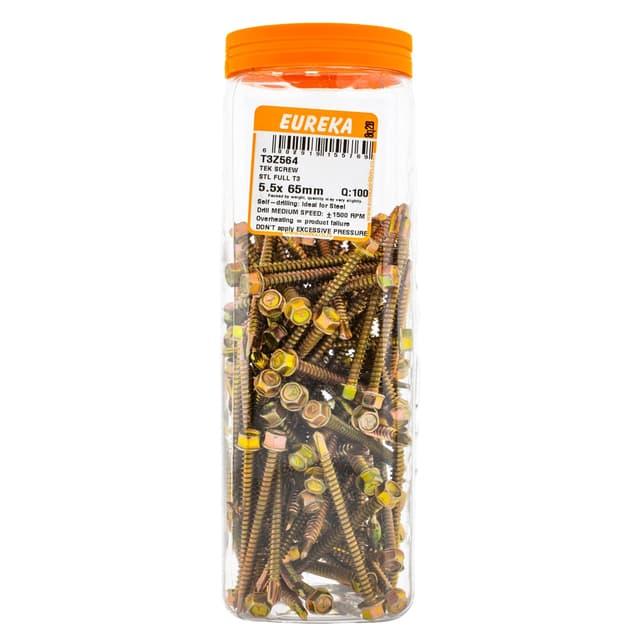 Eureka Roof & Metal Screw Tek Stl Full T3 5.5x 65mm Q:100