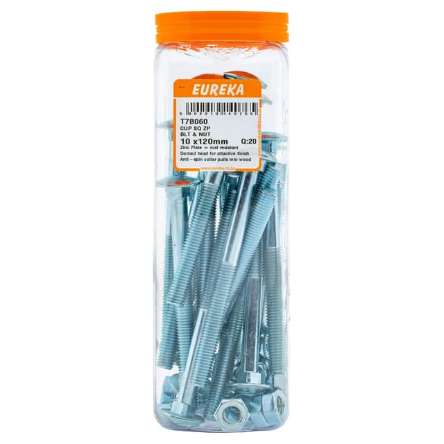 Eureka Roof Cup Sq Zp Blt&nut 10x120mm Q:20
