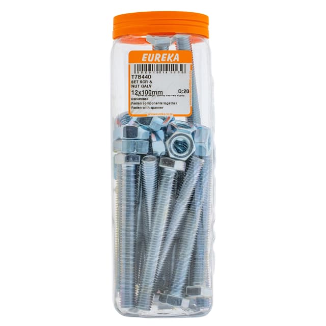 Eureka Nuts & Bolts Screw Set Nut Galv 12x100mm Q:20