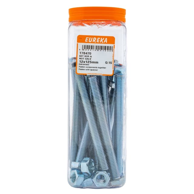 Eureka Nuts & Bolts Screw Set Nut Galv 12x125mm Q:15