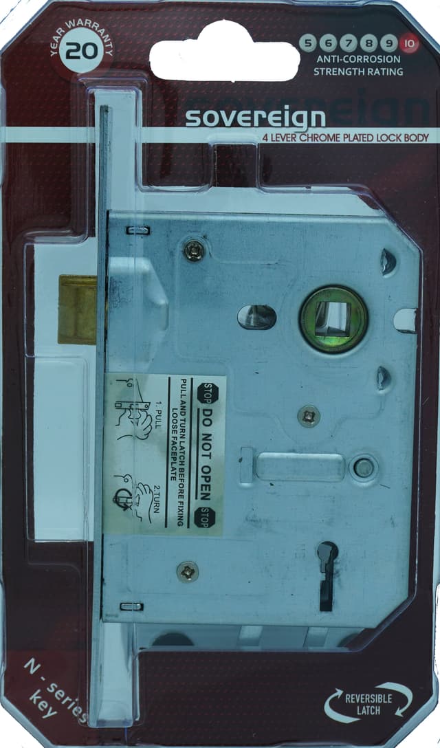 L&B Door Locks Lock Mortise Sovereign 4l Chrome Plated Blister Sabs