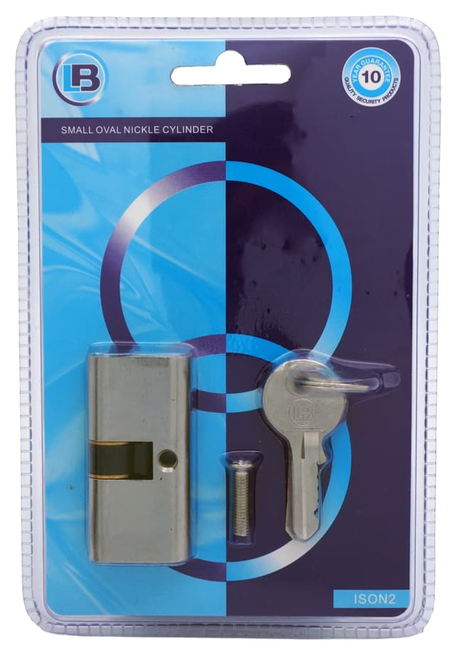L&B Door Locks Lock Cylinder Small Oval Solid Brass Satin Nickel