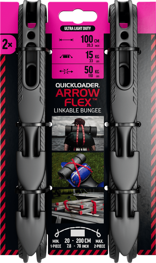 Quickloader QL Bungees and Strap Arrowflex Linkable Bungee Black 100cm 2-pack