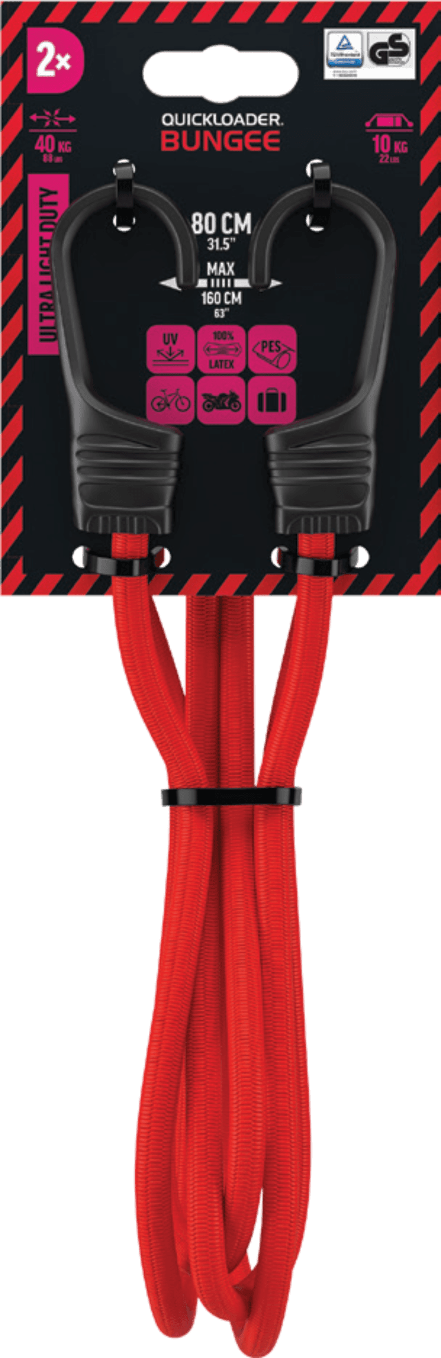 Quickloader QL Bungees and Strap Bungee Classic 40 Kg 80 Cm X 8 Mm 2-pack
